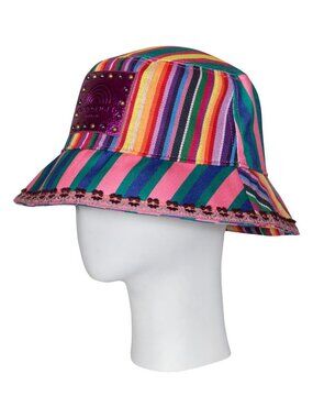 NWT Kurt Geiger Rainbow Colorful Striped Bucket Hat One Size